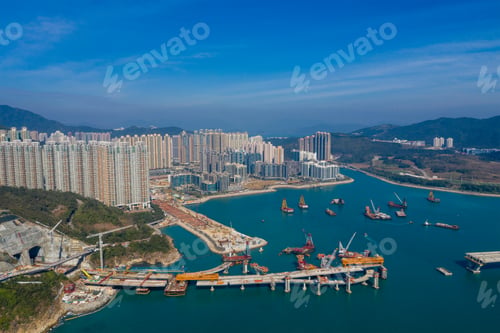 Preview: Tseung Kwan O, Hong Kong 21 December 2020: Cross harbor bridge under construction
