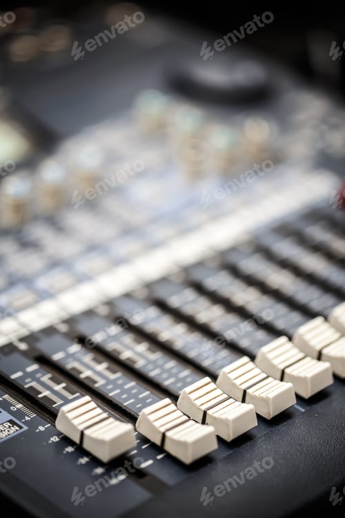 Preview: Audio Console Sound Mixer Close Up View