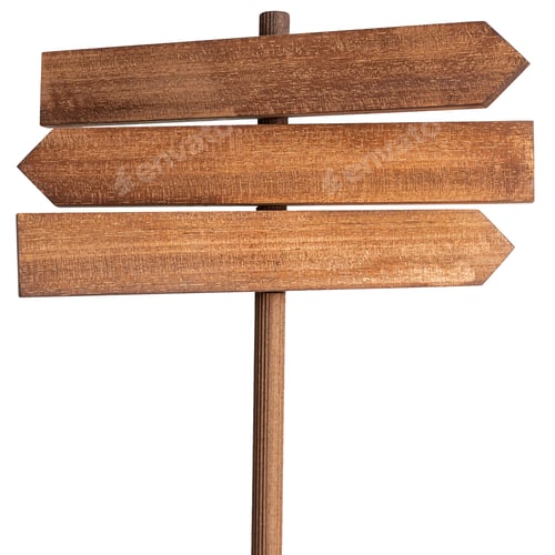 Preview: Blank Wood sign post isolated on white background