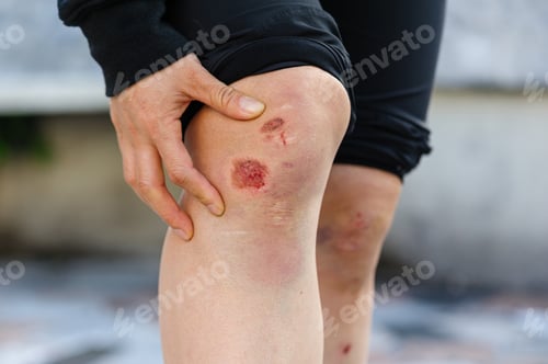 Preview: Sports injury, skateboarder with injured knees