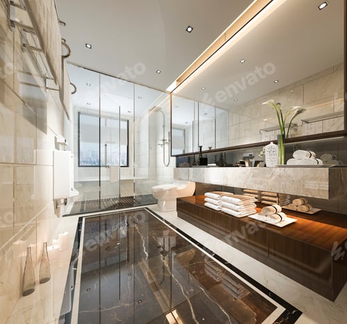 Preview: 3d rendering luxury modern design bathroom and toilet