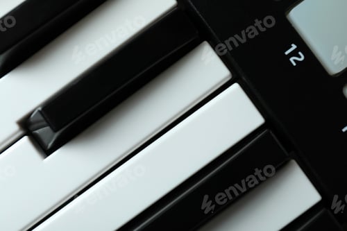 Preview: Midi keyboard all over background, close up