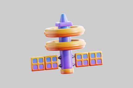 Vista previa: Satélite de dibujos animados con paneles solares