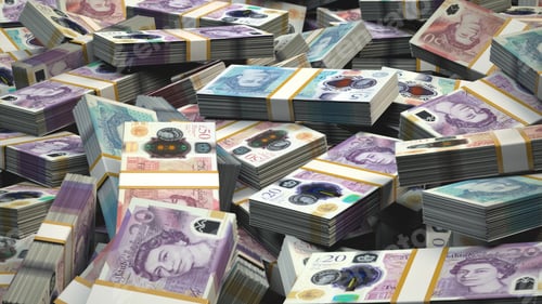 Preview: UK Stacked Money Bundles / United Kingdom Money / British Pounds Sterling £ / GBP