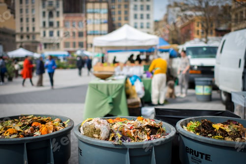 Preview: Trash bin full of food scraps to make compost - green waste