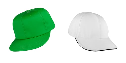 Preview: white and green caps on a white background