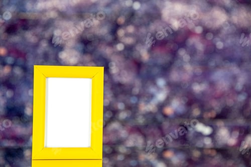 Preview: front view yellow picture frame on light-bright background portrait photo color shoot present family