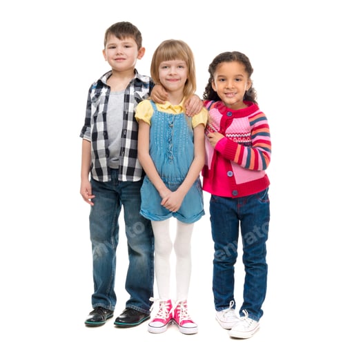 Preview: three smiling little children standing together