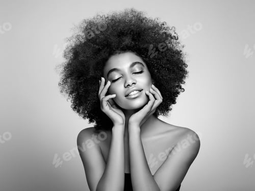 Preview: Beauty portrait of African American girl with afro hair