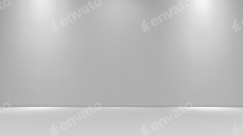 Preview: Empty grey color cement wall with spot light overlay and floor perspective well design display