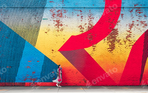 Preview: Attractive girl on the background of graffiti
