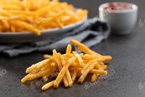 Preview: French fries. Fried mini potato sticks.