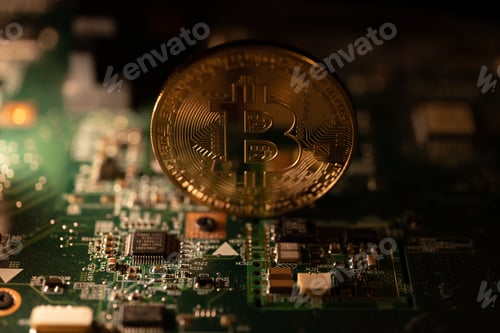 Preview: Golden coin with bitcoin symbol