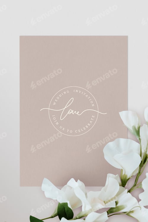 Preview: Botanical wedding invitation card mockup