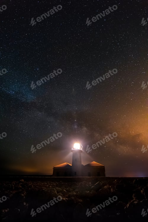 Preview: Lighthouse Beacon Under the Starry Night Sky
