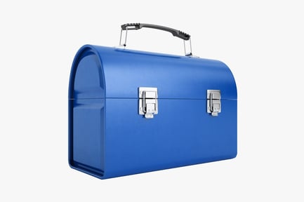 Preview: Blue Metal Lunchbox with Clasp Fasteners