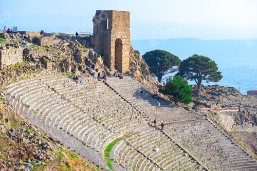 Preview: The giant Hellenistic theatre of Pergamon on top of Kale Hill. Pergamon Ancient City.