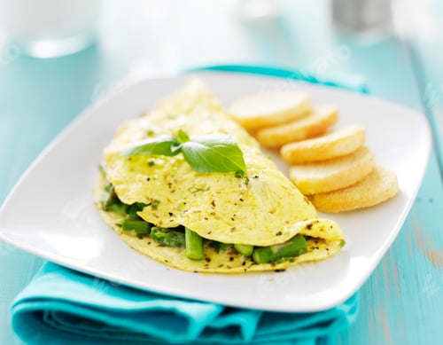 Preview: asparagus egg omelet with basil garnish