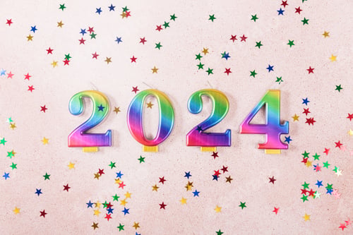 Preview: Holiday sparkling background Happy New Year 2024