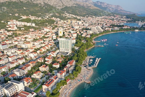 Preview: Aerial shot of buildings near the sea in Makarska, Croatia
