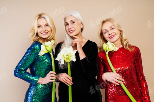 Preview: Happy senior women having party