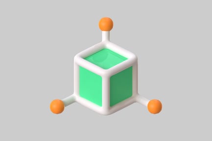 Preview: Bicolor Cube in Green and White Tones with Orange Spheres