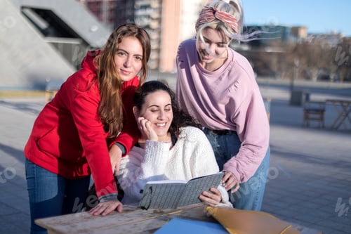 Preview: Group study session outside.