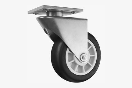 Preview: Castor, Silver with White Hub and Black Wheel