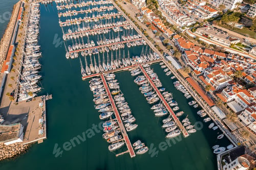 Preview: Boats in harbor of Sitges, village of Barcelona, Spain. Port de Sitges Aiguadolç