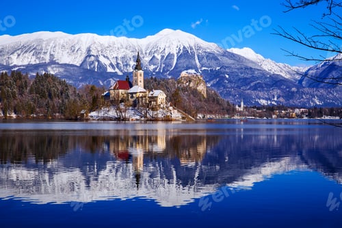 Preview: Lake Bled in winter, Bled, Slovenia, Europe.
