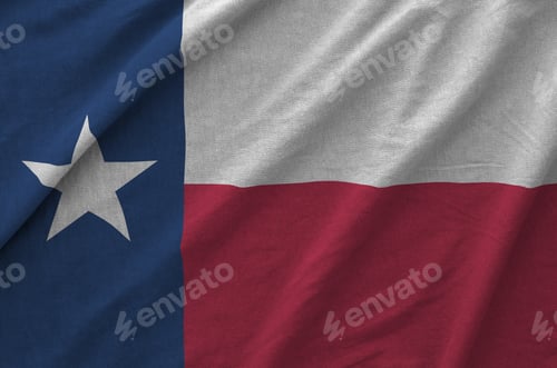 Preview: Texas US state flag depicted on folded wavy fabric of old cloth