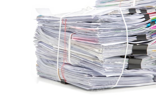 Preview: Stack of Documents isolated on white background. Documents pile.