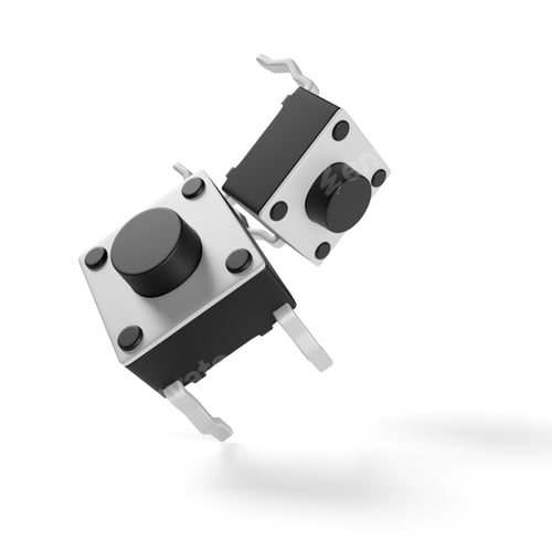 Preview: Tactile button switch isolated on white. 3D rendering illustration.