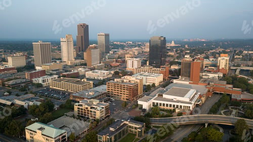 Preview: Over the Downtown City Center Skyline of Little Rock Arkansas USA