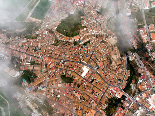 Preview: Aerial image of the urban center of Bunol Valencia Spain