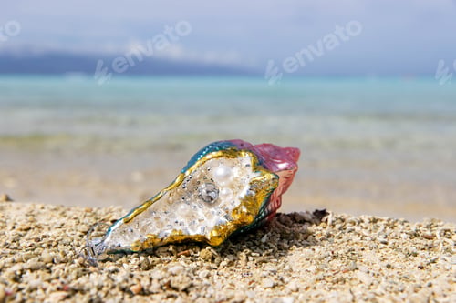 Preview: Colorful shiny seashell Christmas tree ornament