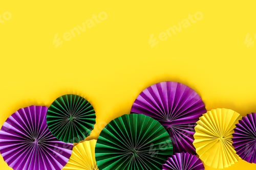 Preview: Mardi Gras.Colorful group of Mardi Gras or venetian mask on yellow,Mardi gras carnival decoration be