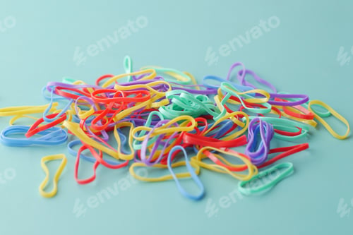 Preview: rainbow color Rubber bands on color background