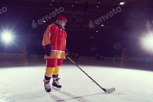 Preview: teen girl ice hockey player portrait