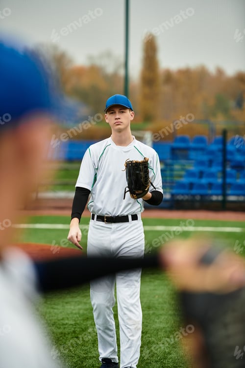 Vista previa: Los adolescentes participan en una animada práctica de béisbol en un campo atlético vibrante