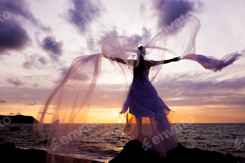 Preview: bride on a tropical beach at sunset