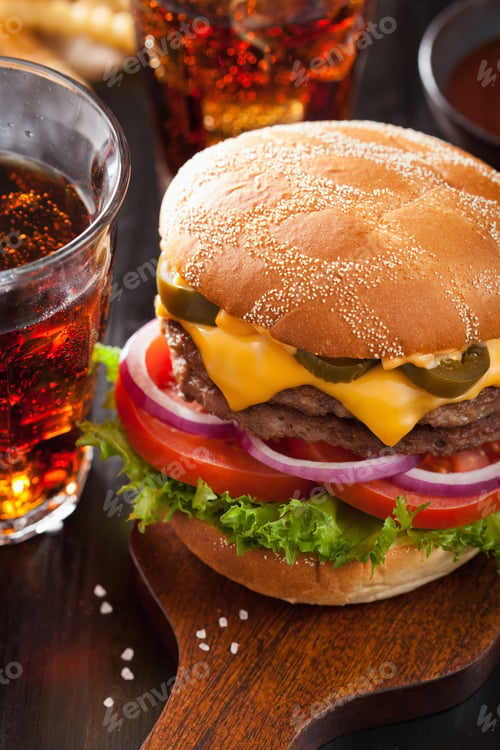 Preview: double cheese burger with jalapeno tomato onion