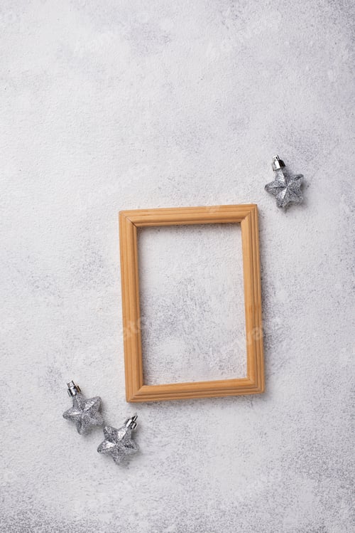 Preview: Wooden frame on light background