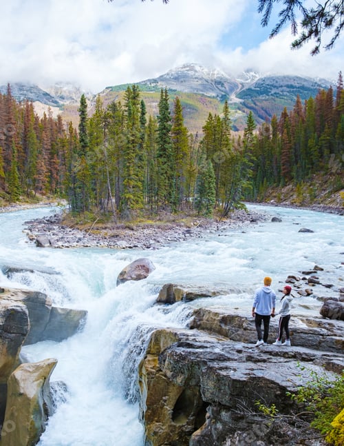 Preview: Sunwapta Falls Jasper National Park, Canada. Canadian Rockies during Autumn fall season