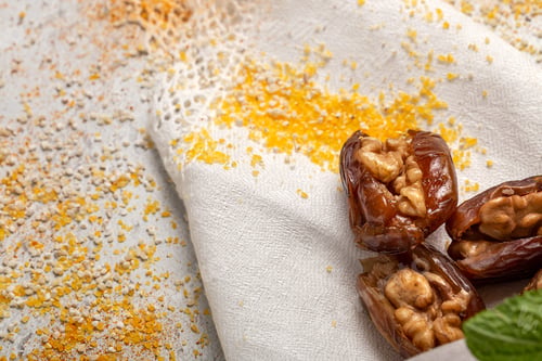 Preview: Dates fruits with walnuts, mint and cinnamon for Ramadan