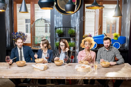 Preview: Business people during the dinner in the restaurant