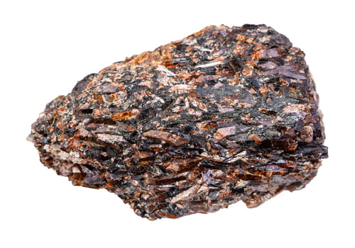 Preview: rough Titanite (Sphene) rock isolated on white