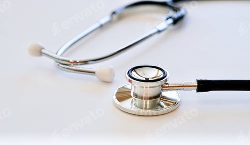Preview: Closeup of a stethoscope on a white background
