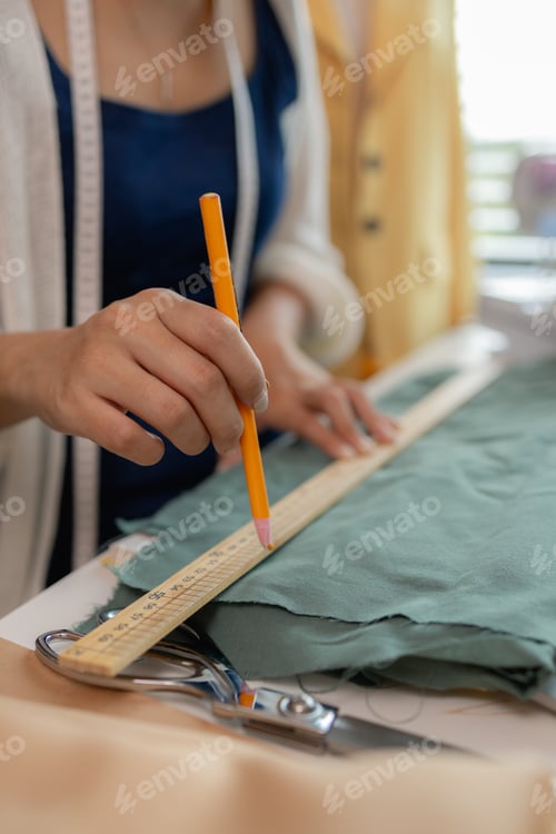 Preview: studio mannequin fashionable trendy clothes, dressmaking workplace, tailor shop, sewing workshop, pr