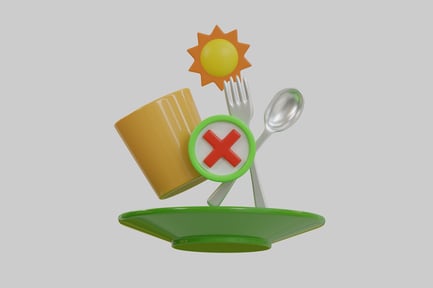 Preview: Green plate with yellow cup, silver spoon, and silver fork.
